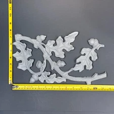 Vtg Pediment Fall Oak Acorn Leaf Wall Décor Cast Aluminum Art Panel 13.75"x8"
