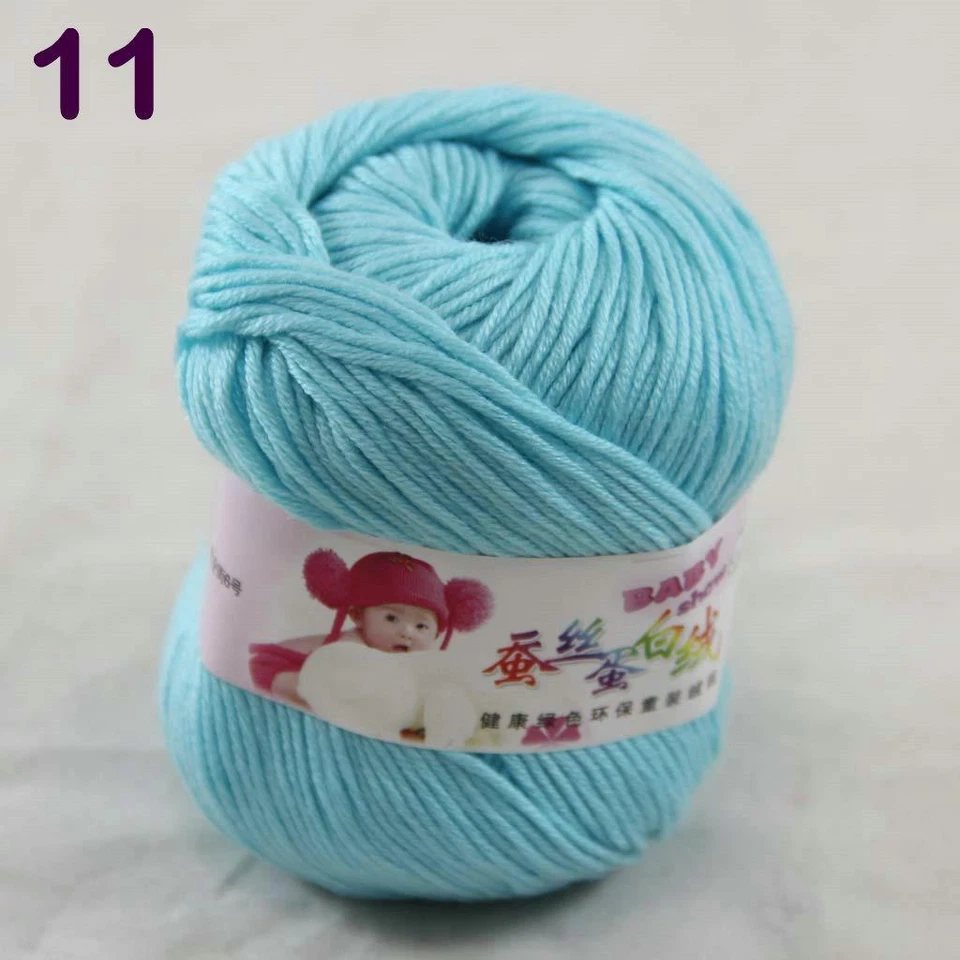 Nuevo 1 bola X50 g fino cachemir suave seda terciopelo bebé dedo prendas de punto bufanda hilo 11 Foto 3 de 3