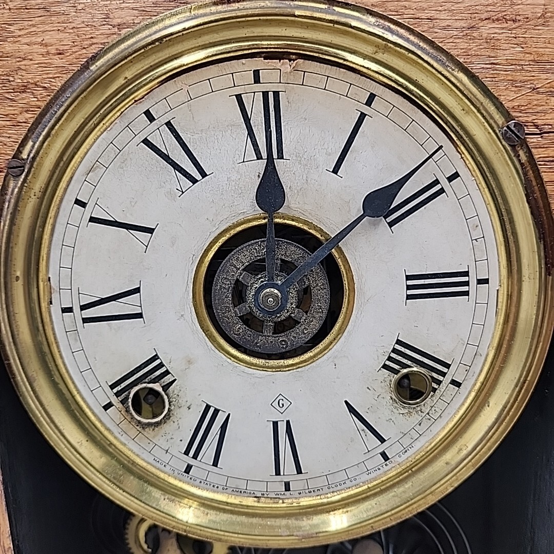 【希少】Wm.L.Gilbert ★八角掛時計 アメリカ製 アンティーク Vintage Antique WM L Gilbert Capitol No. 45 23