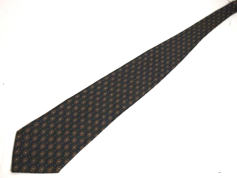 Corbata Stonehenge Para Hombre Marrón Azul Marino Geométrica 58" 10% Seda Foto 2 de 4
