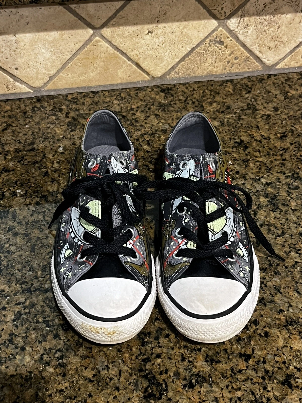 Scarpe da ginnastica Converse All Star Dinoverse in bue grigio oliva junior USA taglia 2