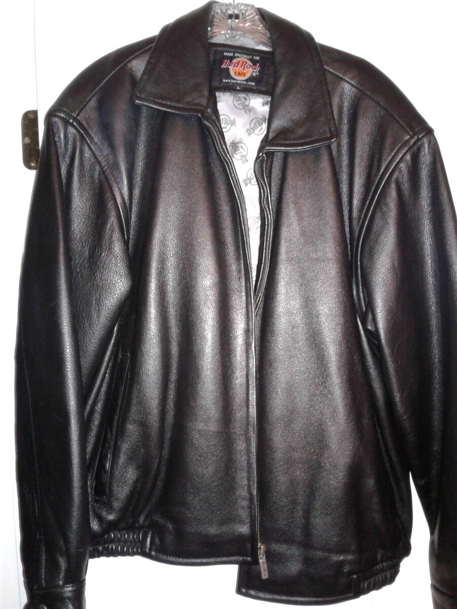 VTG Hard Rock Cafe Tokyo Leather Bomber Jacket Black Men VTG Hard Rock Cafe Tokyo Leather Bomber Jacket Black Men