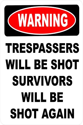 Plaque Métal "Warning Trespassers Will Be Shot" - 20,3 X 30,5 Cm - Déco Vintage Pour Garage, Bar, Atelier