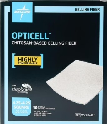 Medline Opticell Chitosan 2'' x 2'' Gelling Fiber Dressings - MSC7822EP - No Box