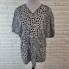 Urbane Unisex Scrub Top Extra Large XL Black White Watercolor Cotton Lightweight