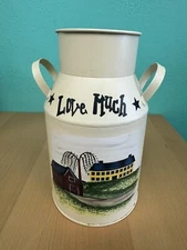 painted love much saltbox house primitive milk tan tin collectible prop display