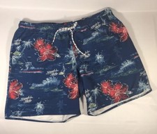 ST JOHNS BAY Men s Swim Trunks 8 Navy Hawaiian Floral Shorts XL NWT New