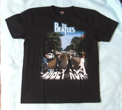THE BEATLES ABBEY ROAD T-SHIRT NOIR COL ROND MANCHES COURTES TAILLE L 100% COTON - Photo 1/2