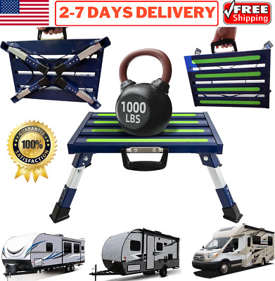 Heavy Duty RV Aluminum Platform Step Camper Portable RV Stairs Adjustable Height