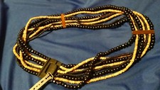 Women s Wood Buckle Wood Beaded Belt Tribal Boho Hippie Stretch Elastic 31" x 2"