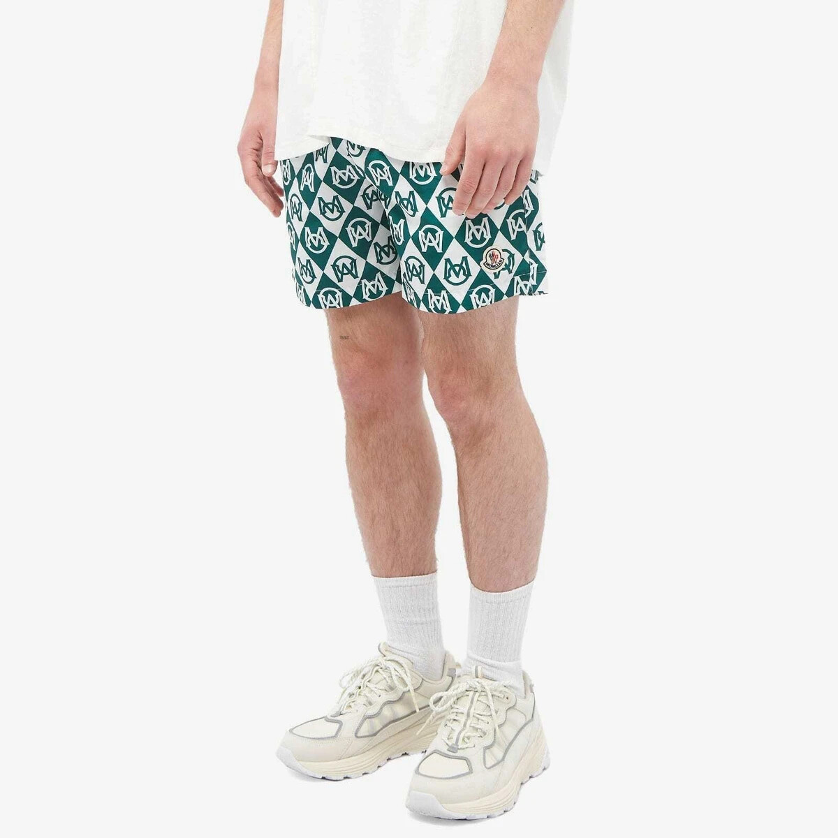 Moncler Men's Monogram Swim Short in Green, Style