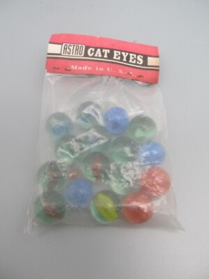 Vintage ASTRO CAT EYES MARBLES 16 count NOS