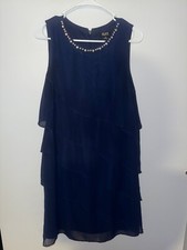 SLNY Womens Chiffon Sleeveless Above The Knee Evening Shift Dress Size 6