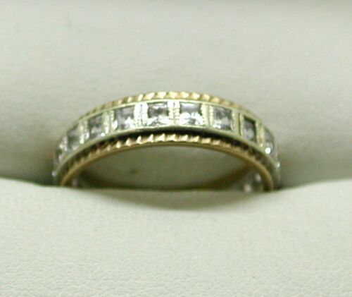 Very Nice Two Colour 9 carat Gold And Spinel Full Eternity Ring size N - Picture 1 of 4