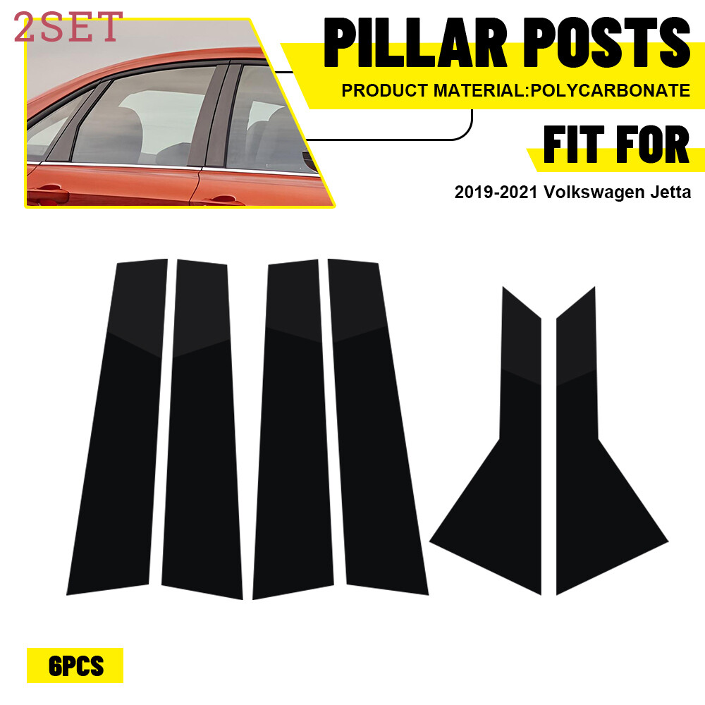 For 2019 2020-2021 VW Jetta Volkswagen 12x Black Pillar Post Door Window Cover