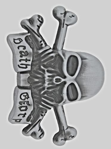 Fibbie cintura teschio grigio metallo vintage scheletro ossa incrociate pirata festa di Halloween - Foto 4 di 8