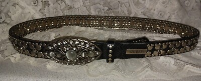 Guess Vintage Black Belt with Silver Buckle Guess Vintage Leather Black Leather Lining Belt Silver Tone  main image 3