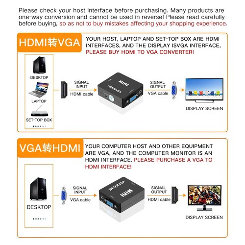 VGA to HDMI 1080P Full HD Mini VGA to HDMI Audio Video Converter Adapter New - Picture 6 of 6