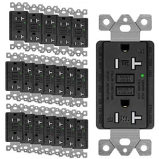 20× GFCI Outlet 15Amp GFI Receptacle Tamper-Resistant WR TR Electric Plugs Black
