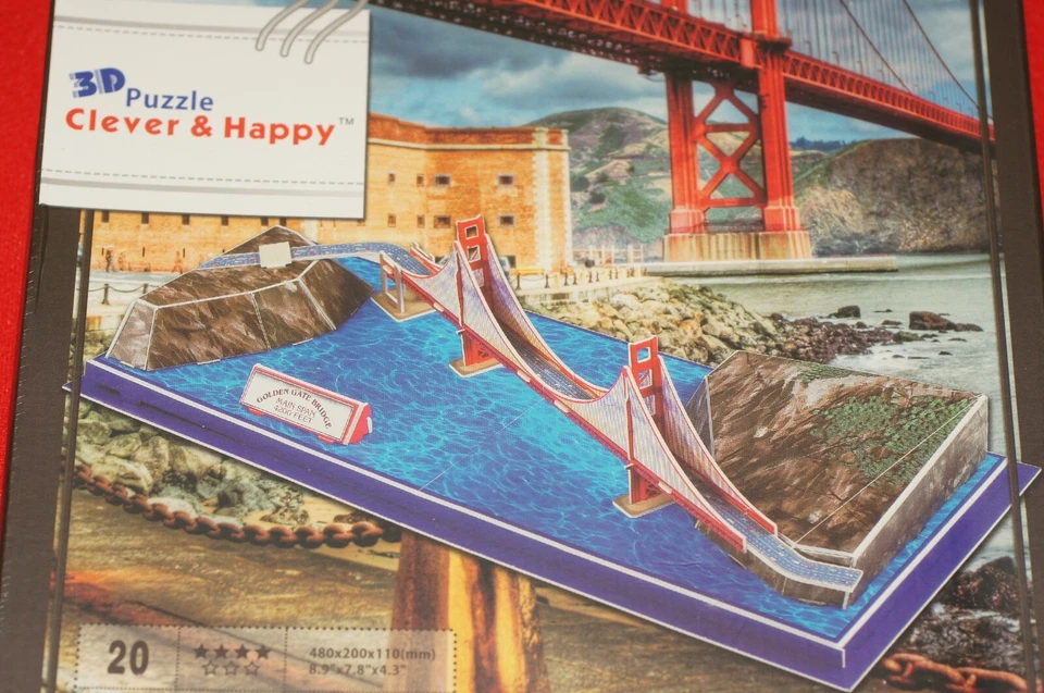 Clever & Happy Golden Gate Bridge  3D Puzzle Model Kit Brand New Sealed - Image 2 of 4