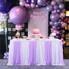 6TF/9FT Solid Color Tutu Table Skirt Two-Layer Tulle Party Banquet Table Decor