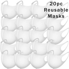 20 pcs White Washable Reusable Face Covering Masks US Seller Free Shipping