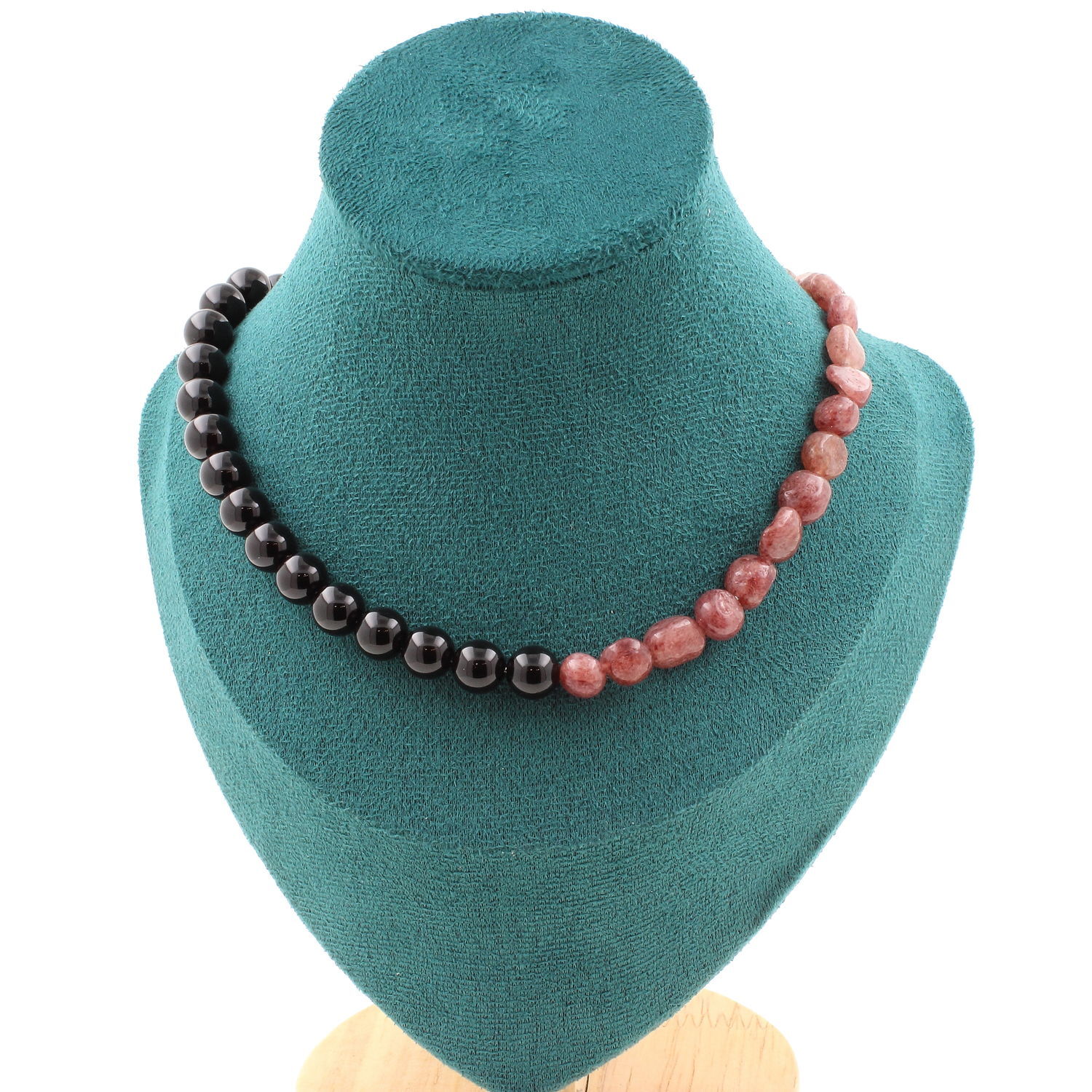 Collier Rubis du Brésil véritable et Agate noire 8 bijoux minéraux et pierres précieuses