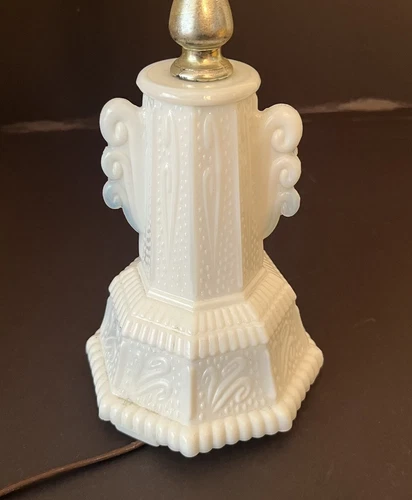 VTG Almost Translucent Milk Glass Vase Table Lamp Approx 11" Plug is original