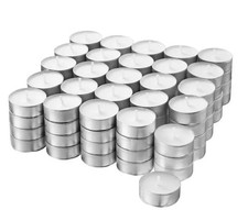 100 Count White Unscented Smokeless Long Burning Tea Light Candles with
