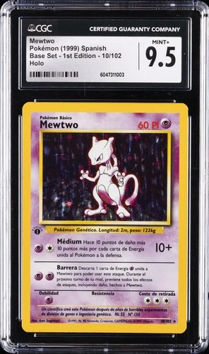 1999 POKEMON SPANISH BASE SET 1ST EDITION HOLO #10 MEWTWO CGC 9.5