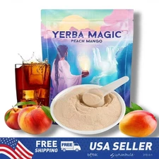 Yerba Magic | Yerba Mate Instant Tea Powder | Peach Mango Flavor | 30 Servings