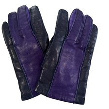 CLAUDE MONTANA - 1990s Colorblock Leather Gloves, Size 9