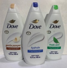Dove Body Wash 3 Pack 15.2 fl oz Gentle Pamper Hydrate Fresh Care