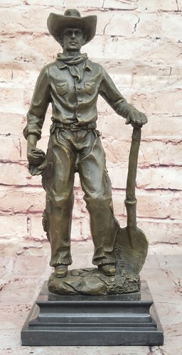 cowboy shoveling manure bronze Sculpture Hot Cast Original Statue Figurine Art - Bild 1 von 10