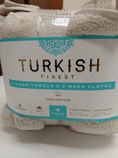 Turkish Finest Hand Towel/ Washcloths Linen Color 4 Pack 100 Cotton