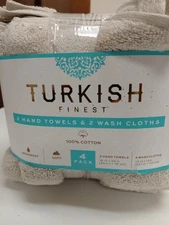 Turkish Finest Hand Towel/ Washcloths Linen Color 4 Pack 100% Cotton 