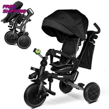 KRIDDO 8-in-1 Tricycle Stroller for Toddlers 18 Months 5 Years 5 Point Harness