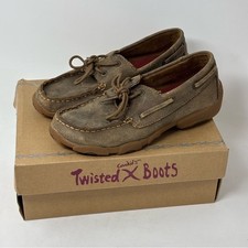 Twisted X Kid's Driving Moc Shoes D Toe Brown Bomber Color Size 3.5