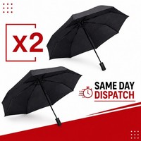 2 Packs Black Umbrella Automatic Open Travel Folding Umbrella for Men or Women