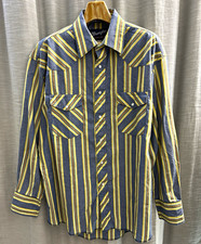 Vintage 90s Wrangler Western Pearl Snap Shirt Mens L X-Long Tails Stripe Rodeo