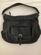 Clarks Black  Leather BOHO HOBO Shoulder Bag Handbag with front pocket