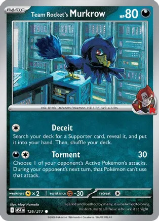 Pokemon Team Rocket's Murkrow C NM - ME: Ascended Heroes 126/217