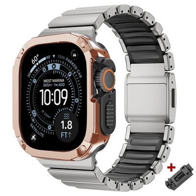 Luxury Stainless Steel Rubber Band+PC Case For Apple Watch Ultra 11 10 9 8 7 SE