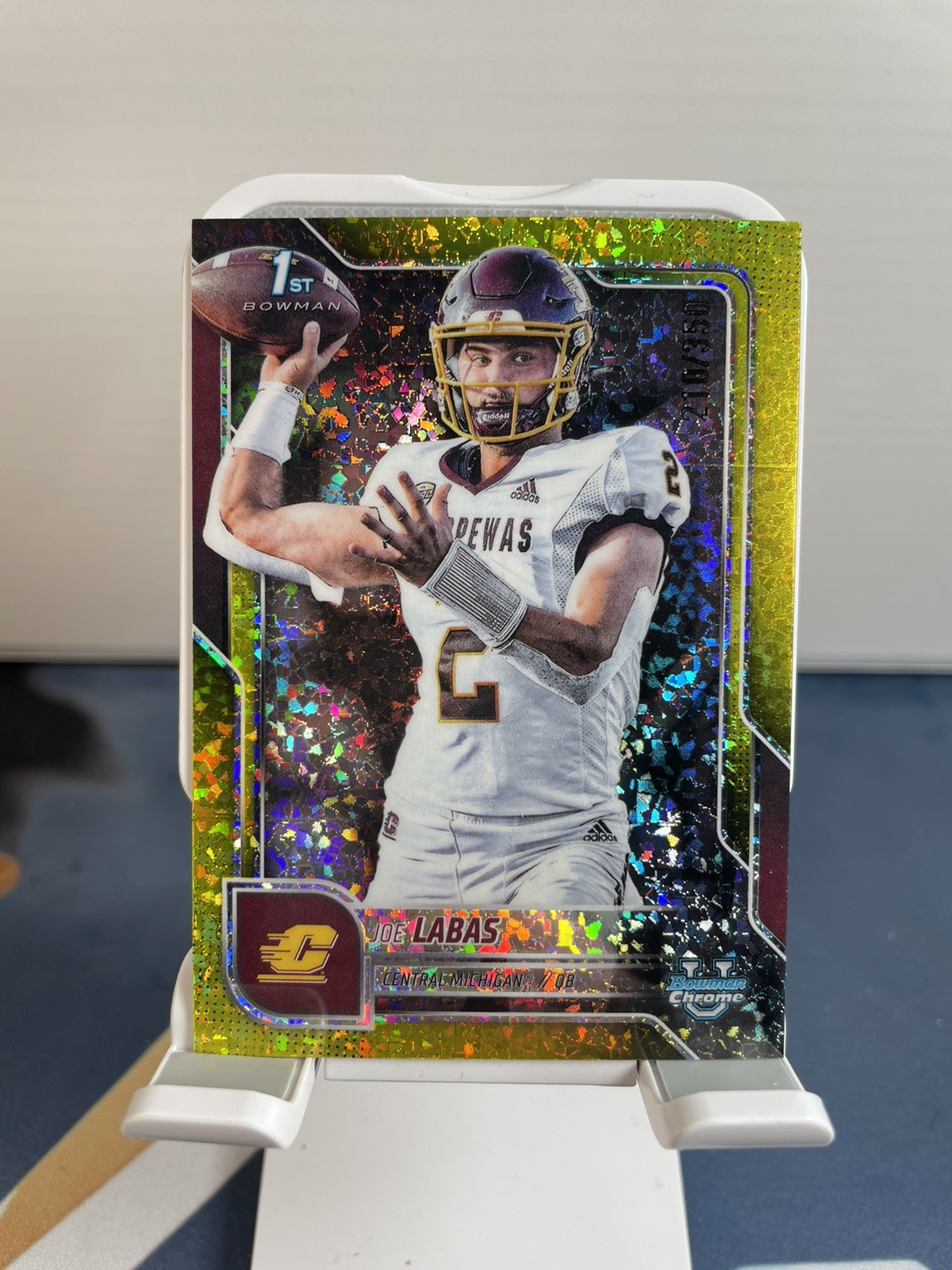 2025 Bowman University Chrome - Joe Labas #22 Yellow Mini-Diamond Refractor /350