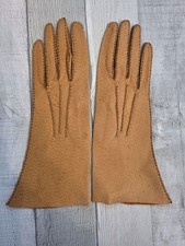 Vintage Tan Leather Womens Gloves Size 7 USA made