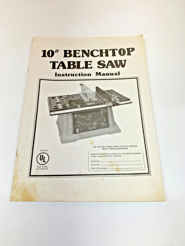 10" Benchtop Table Saw Instruction Manual DurQ