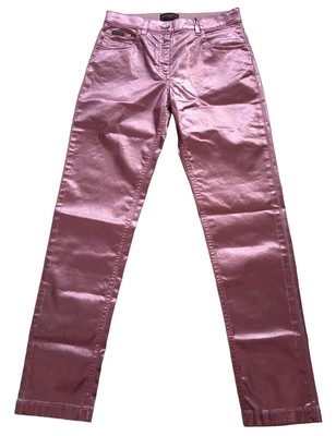DOLCE & GABBANA KIDS Metallic Jeans Hose Stretch Rosa 11-12 Jahre NEU UVP355