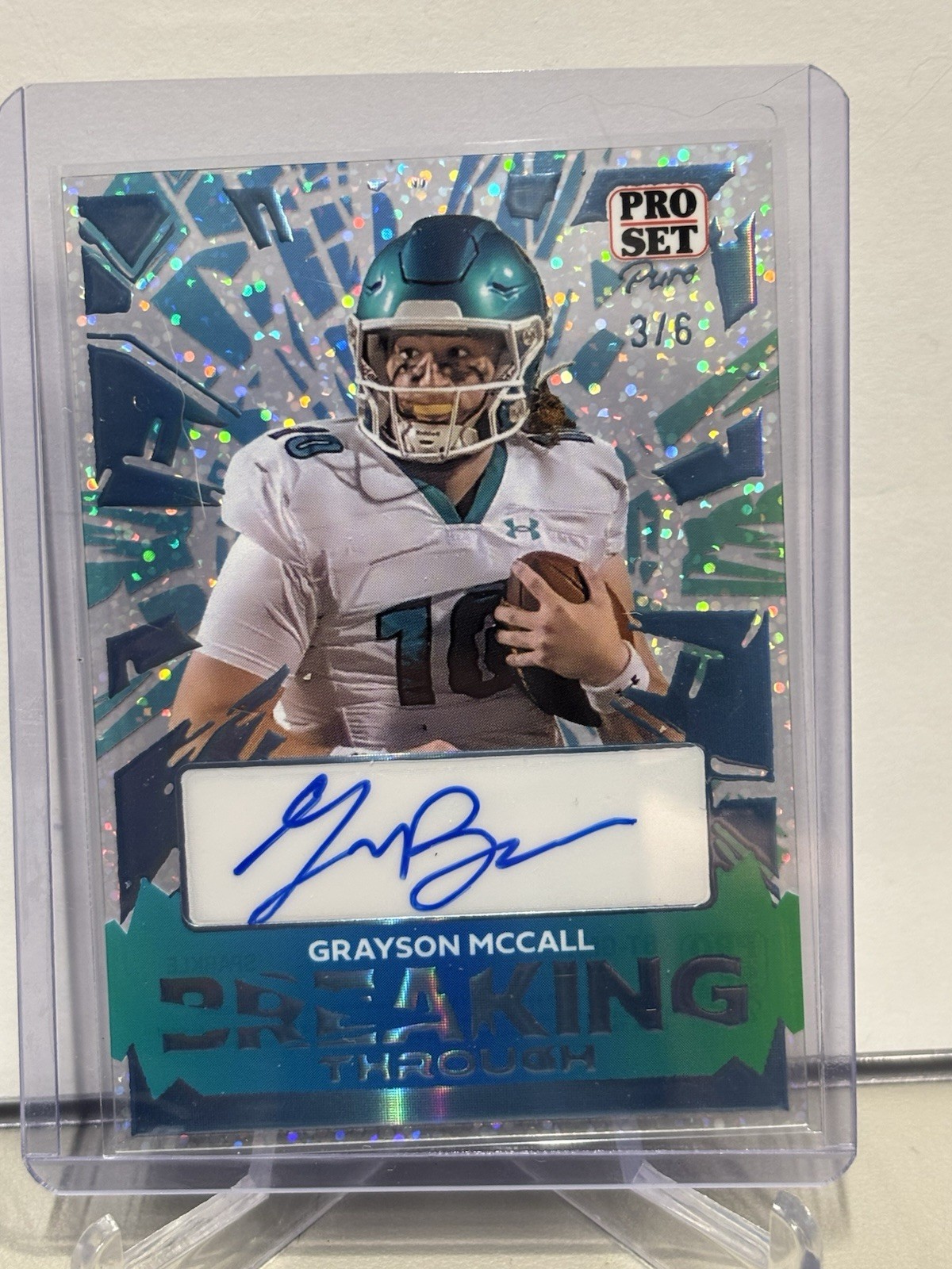 2024 PRO SET PURE GRAYSON MCCALL BREAKING THROUGH ROOKIE AUTO SPARKLE 3/6