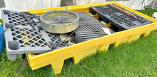 Large Spill Pallet Bund Chemical Oil Drum Containment Sump with Grating