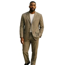 Chaps Pure Wool Brown Tan Sports Coat Jacket 2 Button Blazer